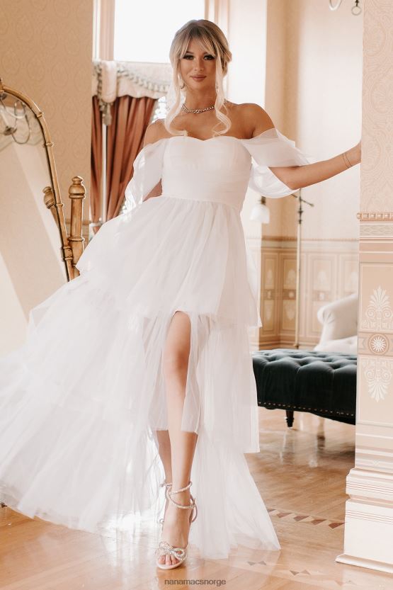 hvit NanaMacs la oss flykte lagdelt tyll maxi kjole 402NJ02398