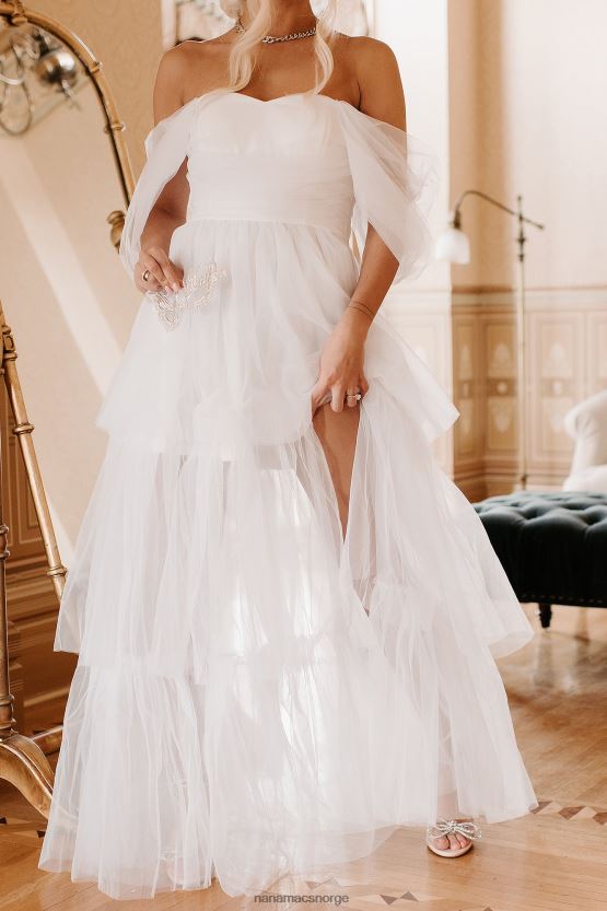 hvit NanaMacs la oss flykte lagdelt tyll maxi kjole 402NJ02398