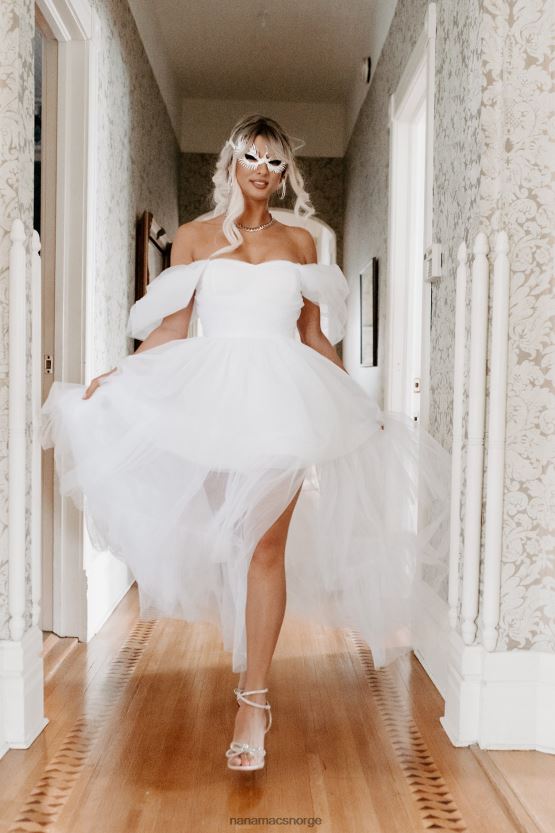 hvit NanaMacs la oss flykte lagdelt tyll maxi kjole 402NJ02398