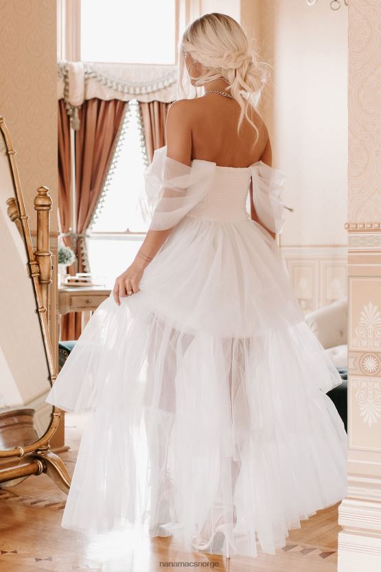 hvit NanaMacs la oss flykte lagdelt tyll maxi kjole 402NJ02398