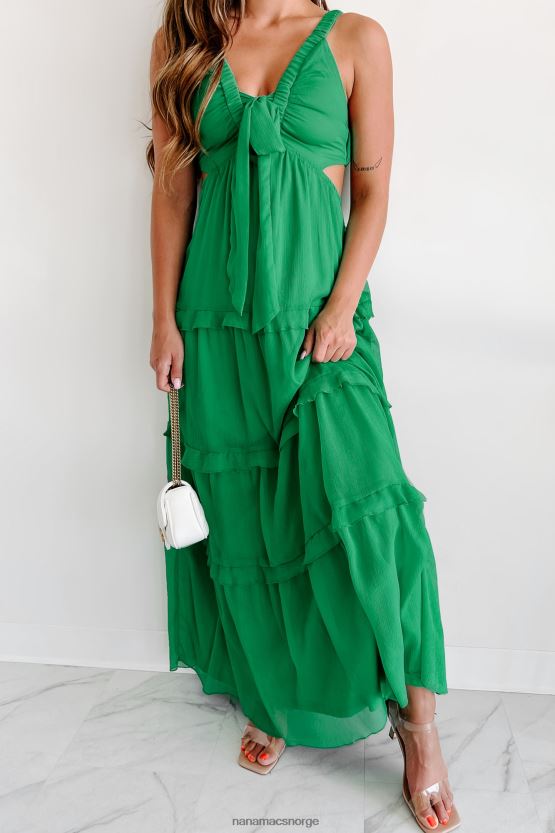 kelly grønn NanaMacs hodet i skyene lagdelt maxikjole 402NJ02316
