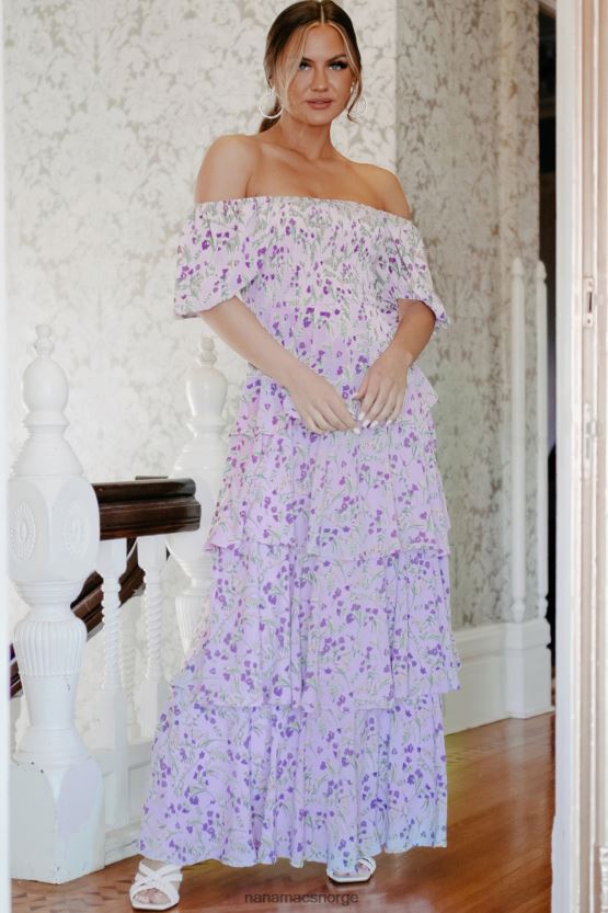 lavendel NanaMacs elegant i charlottesville floral maxi-kjole 402NJ02417