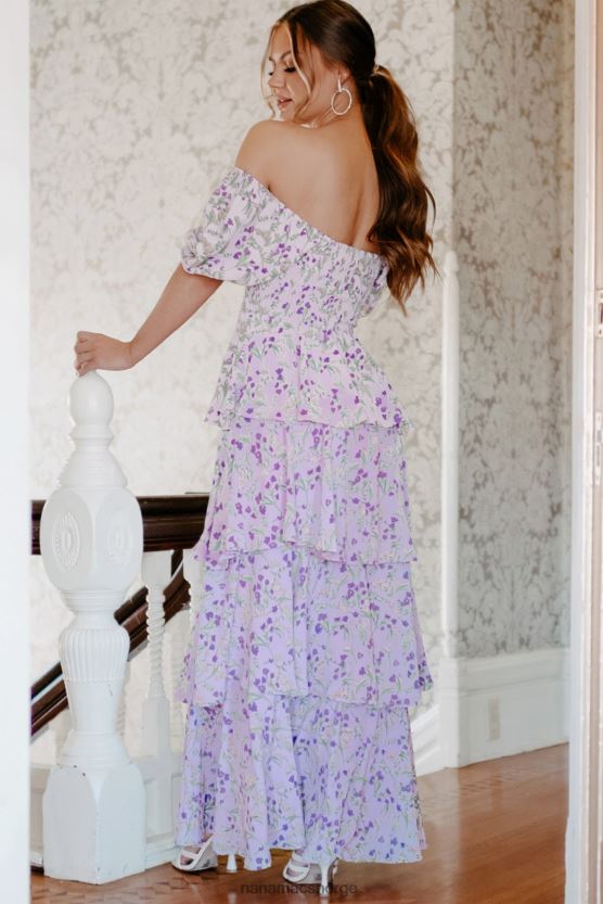 lavendel NanaMacs elegant i charlottesville floral maxi-kjole 402NJ02417