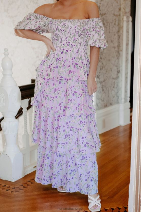 lavendel NanaMacs elegant i charlottesville floral maxi-kjole 402NJ02417