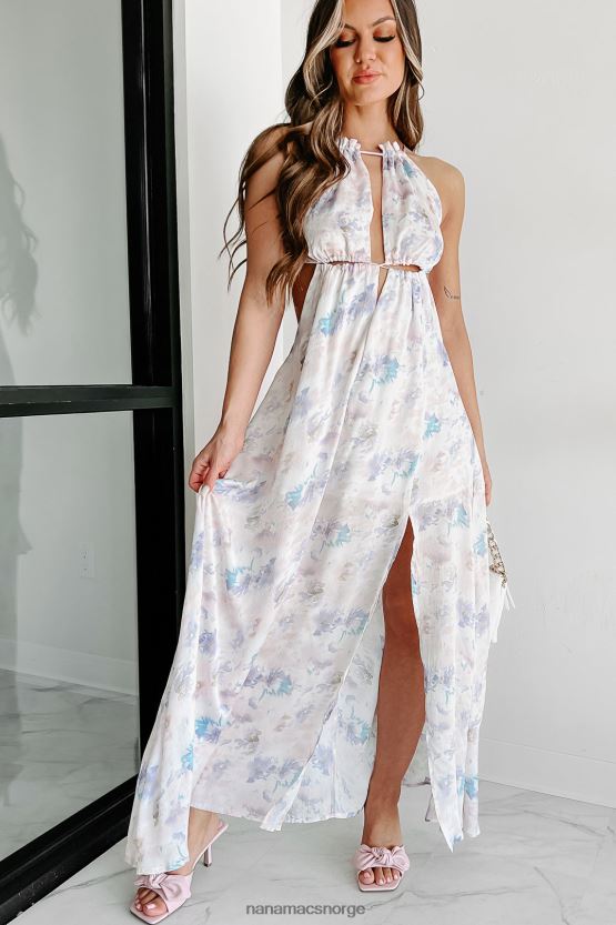 lavendel NanaMacs flørte med florals cut out maxi kjole 402NJ02387