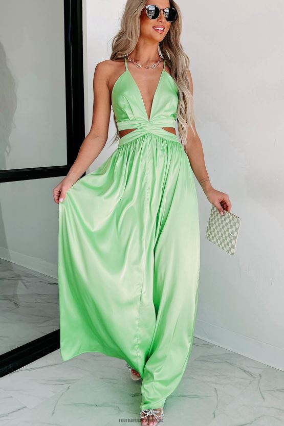 lime NanaMacs lyse vakker halter neck maxi kjole 402NJ02388