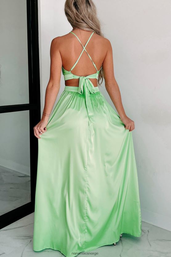 lime NanaMacs lyse vakker halter neck maxi kjole 402NJ02388