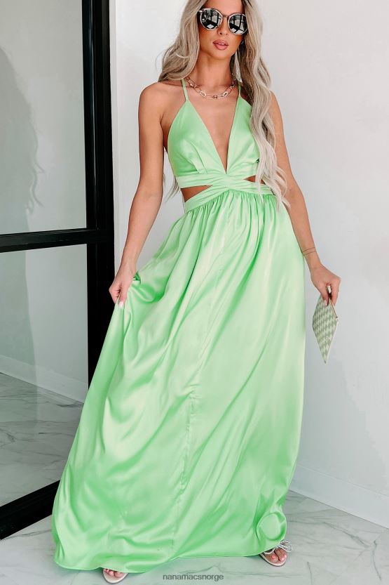lime NanaMacs lyse vakker halter neck maxi kjole 402NJ02388