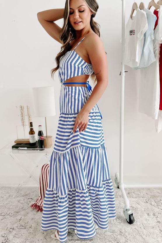 marinen NanaMacs alles crush stripete utskårne maxikjole 402NJ02345