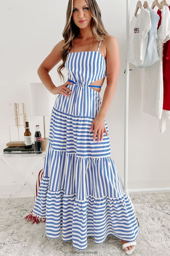 marinen NanaMacs alles crush stripete utskårne maxikjole 402NJ02345