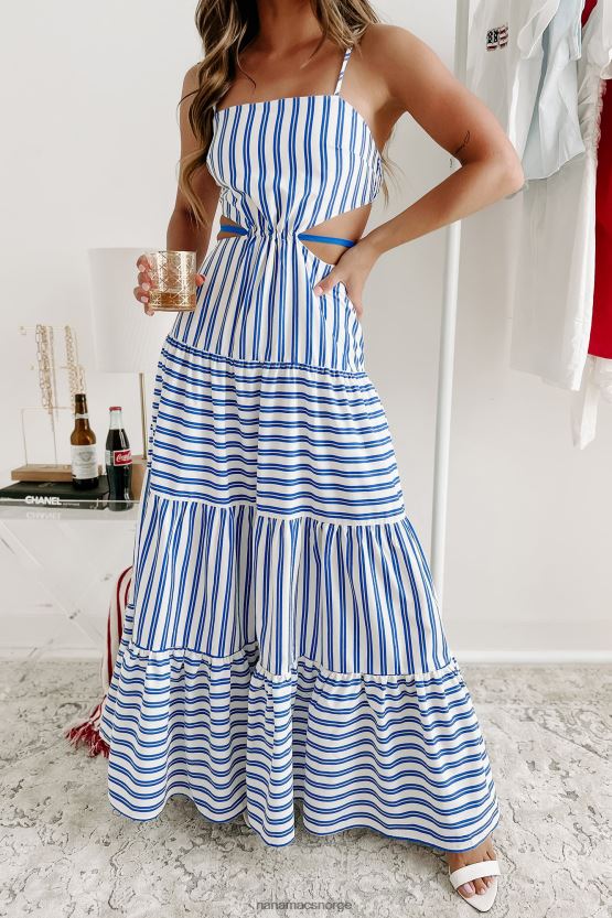 marinen NanaMacs alles crush stripete utskårne maxikjole 402NJ02345
