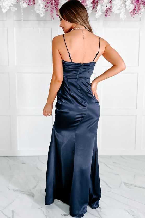 marinen NanaMacs forhøyet sofistikert maxikjole med vridning foran 402NJ02412