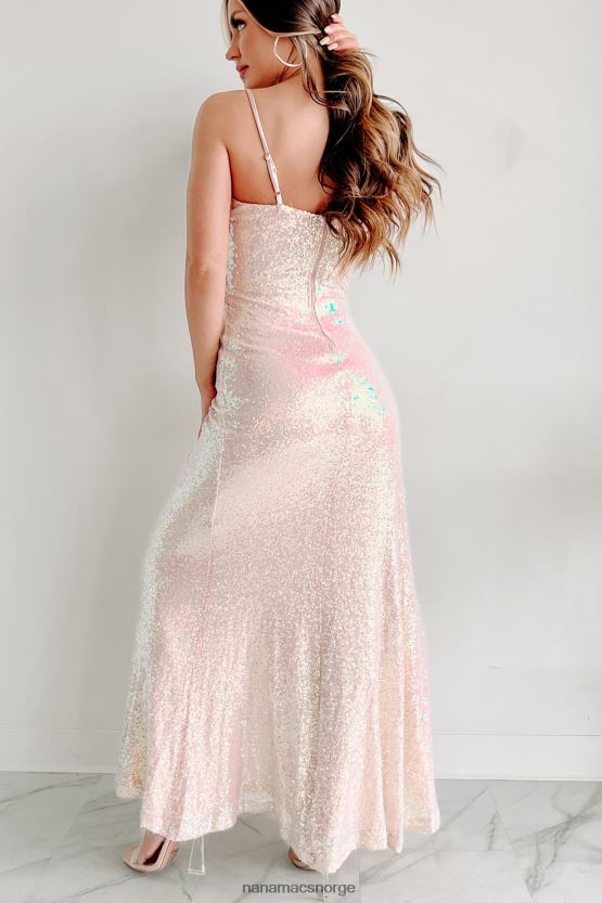 naken/iriserende NanaMacs uimotståelig glødende maxi-kjole med paljetter 402NJ02366