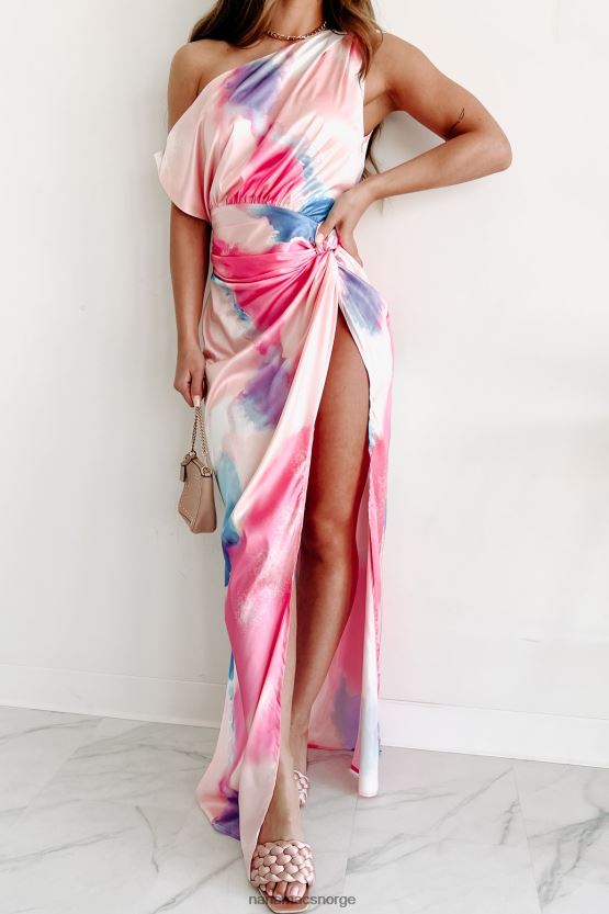 rosa NanaMacs et sted over en skulder maxi kjole 402NJ02378