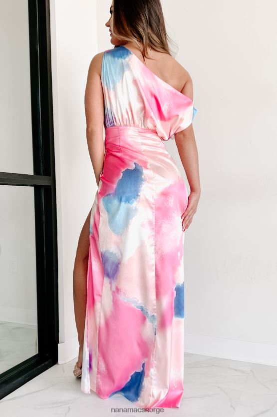 rosa NanaMacs et sted over en skulder maxi kjole 402NJ02378