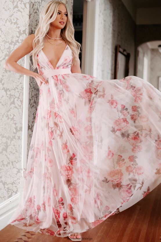 rosa NanaMacs hage stier floral mesh maxi kjole 402NJ02393