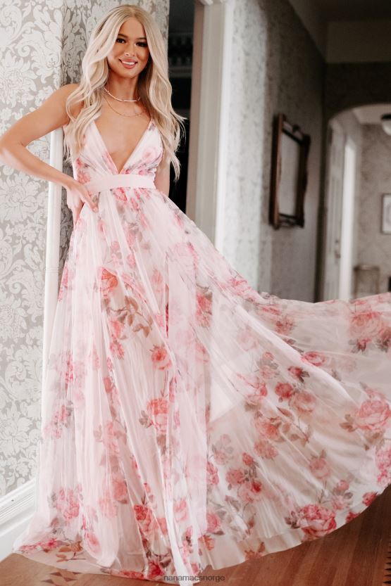 rosa NanaMacs hage stier floral mesh maxi kjole 402NJ02393