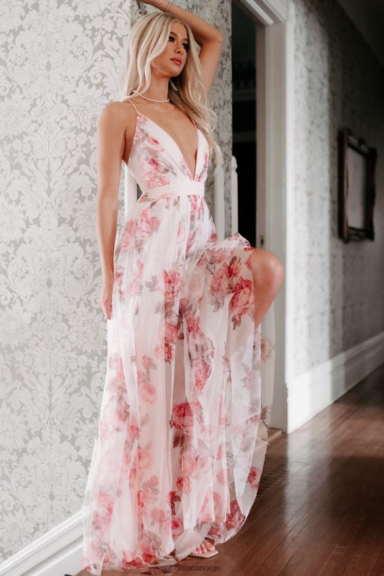 rosa NanaMacs hage stier floral mesh maxi kjole 402NJ02393