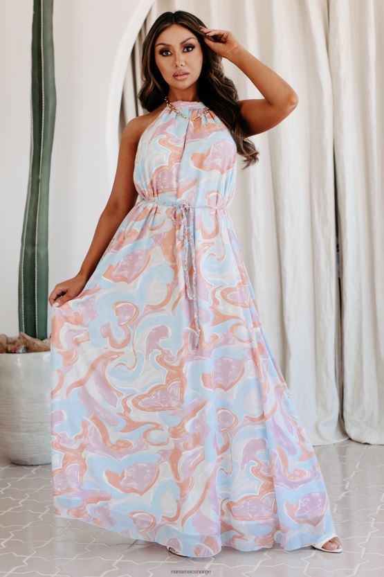 rosa/blått NanaMacs din nye grime-maxikjole med musetrykt 402NJ02439