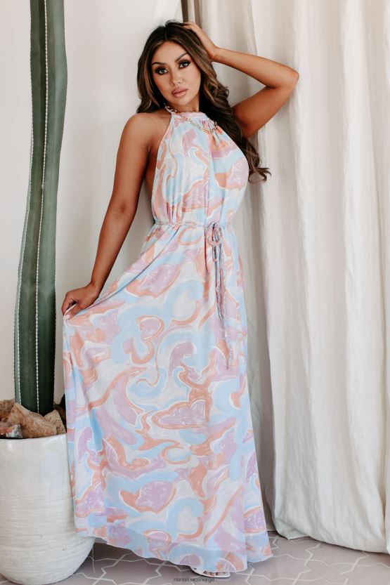 rosa/blått NanaMacs din nye grime-maxikjole med musetrykt 402NJ02439