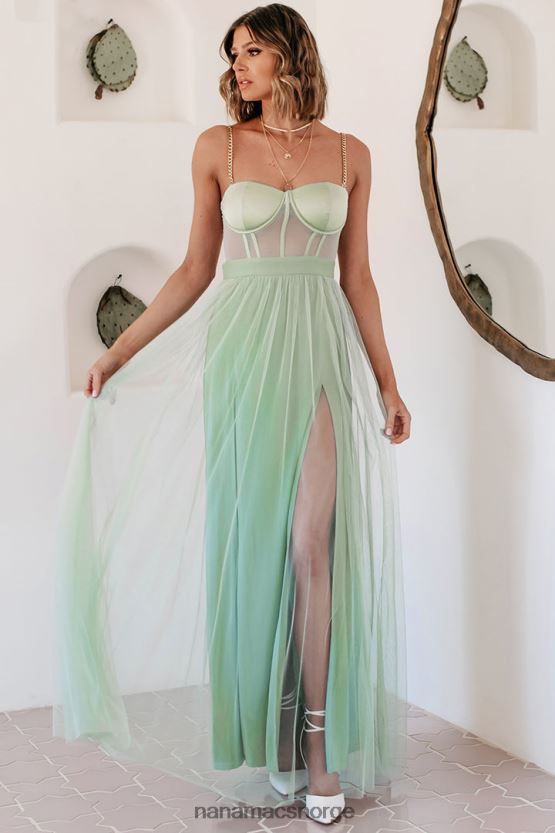 salvie NanaMacs slå ut gullkjededetalj korsett maxi-kjole 402NJ02408