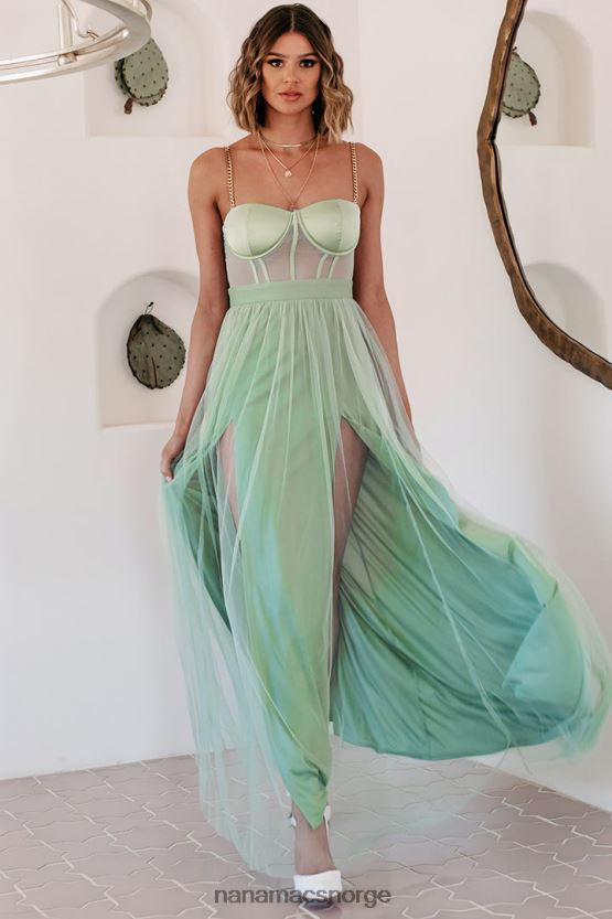 salvie NanaMacs slå ut gullkjededetalj korsett maxi-kjole 402NJ02408