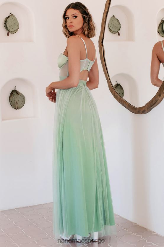 salvie NanaMacs slå ut gullkjededetalj korsett maxi-kjole 402NJ02408