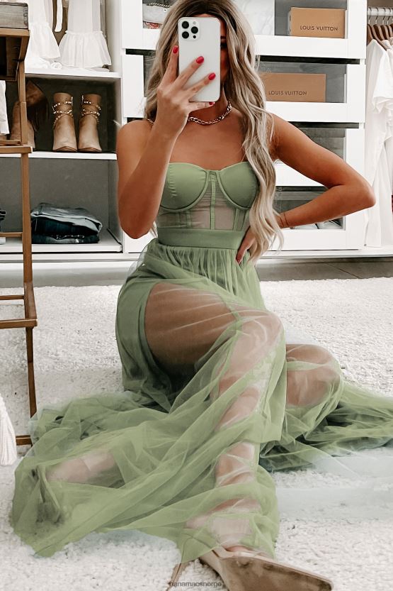 salvie NanaMacs slå ut gullkjededetalj korsett maxi-kjole 402NJ02408