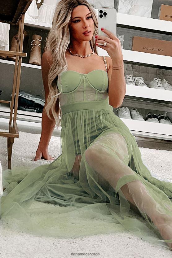 salvie NanaMacs slå ut gullkjededetalj korsett maxi-kjole 402NJ02408