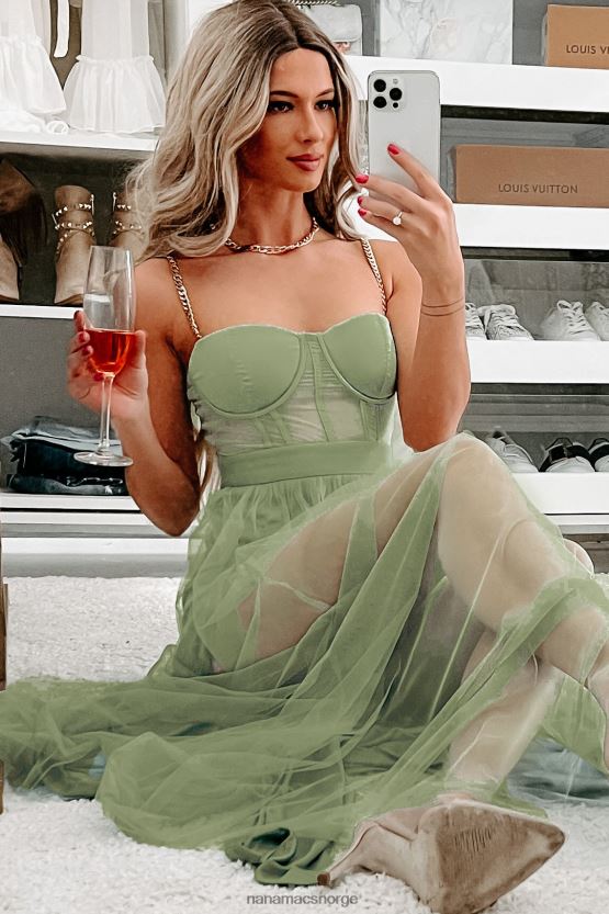 salvie NanaMacs slå ut gullkjededetalj korsett maxi-kjole 402NJ02408