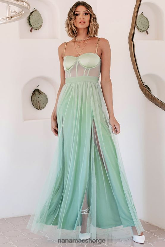 salvie NanaMacs slå ut gullkjededetalj korsett maxi-kjole 402NJ02408