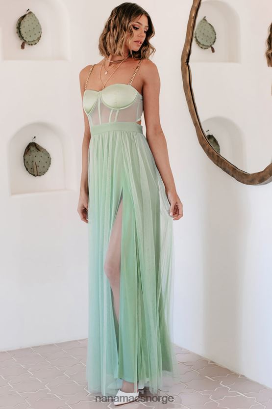 salvie NanaMacs slå ut gullkjededetalj korsett maxi-kjole 402NJ02408