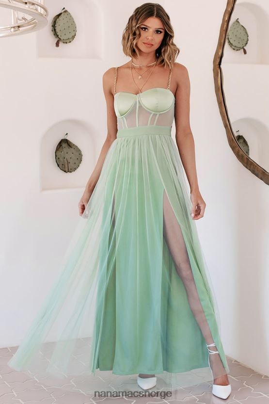 salvie NanaMacs slå ut gullkjededetalj korsett maxi-kjole 402NJ02408