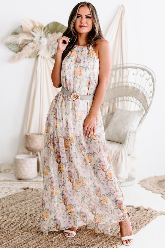 sand/lavendel NanaMacs meningsfulle blikk floral chiffon grime maxi kjole 402NJ02441