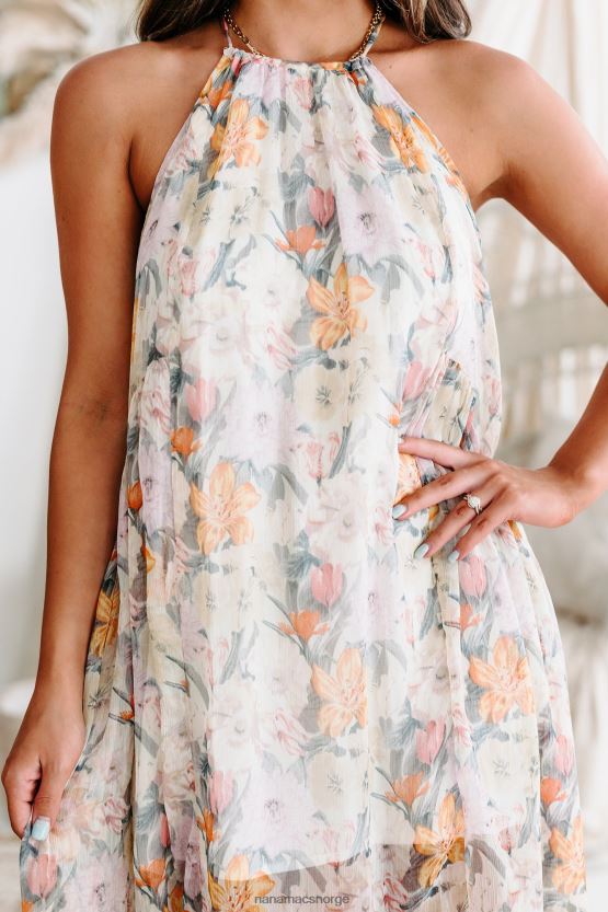 sand/lavendel NanaMacs meningsfulle blikk floral chiffon grime maxi kjole 402NJ02441