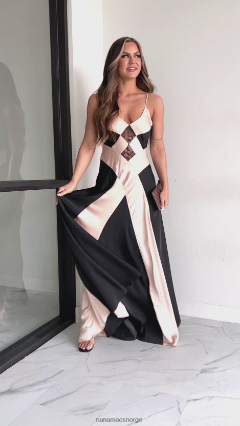 svart/taupe NanaMacs mori to tone maxikjole 402NJ02379