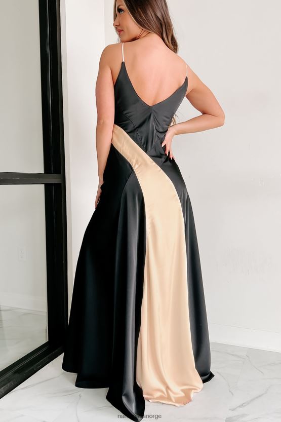 svart/taupe NanaMacs mori to tone maxikjole 402NJ02379