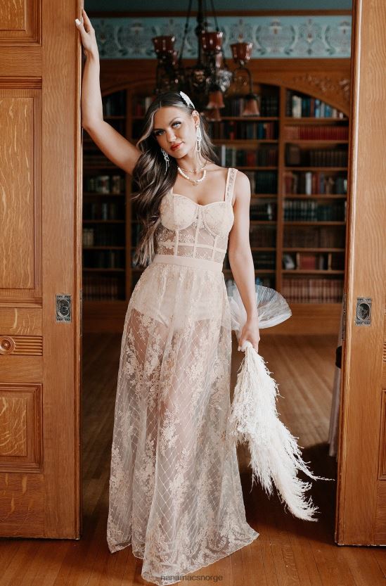 vintage taupe NanaMacs regel rullebanen shorts fôret barokk blonder maxi kjole 402NJ02399