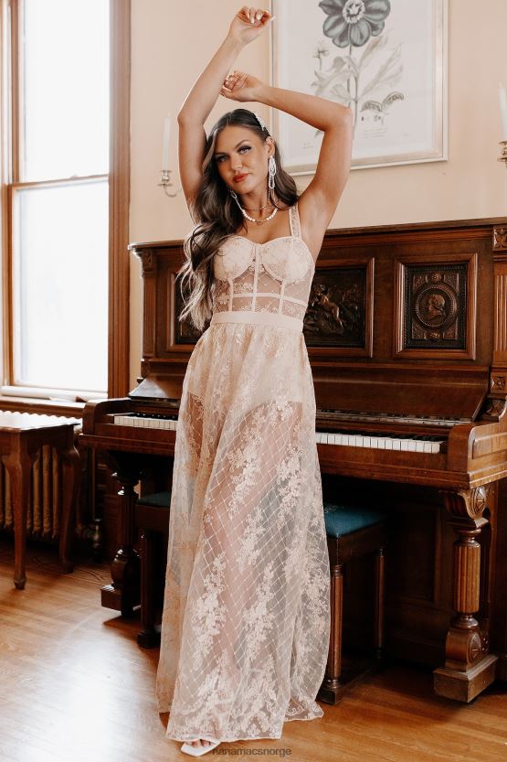 vintage taupe NanaMacs regel rullebanen shorts fôret barokk blonder maxi kjole 402NJ02399