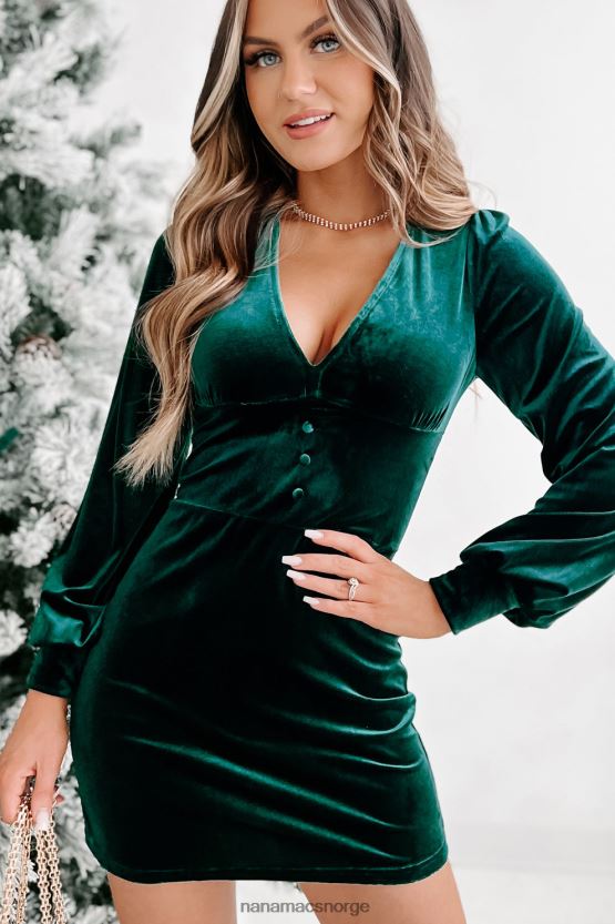 Smaragd grønn NanaMacs alle øyne på meg original fløyel mini kjole 402NJ01542