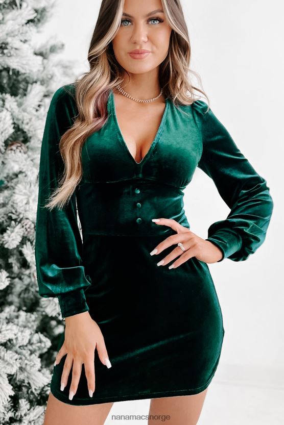Smaragd grønn NanaMacs alle øyne på meg original fløyel mini kjole 402NJ01542