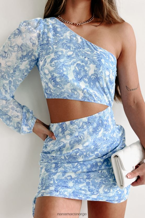 blå NanaMacs se øye til øye en skulder minikjole 402NJ01988