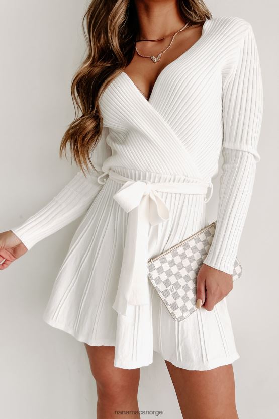 elfenbein NanaMacs forklar deg selv langermet mini genser kjole 402NJ01963