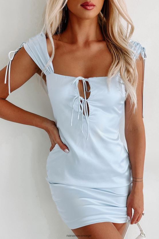 himmelblå NanaMacs josie minikjole i sateng med dobbelt slips 402NJ01900