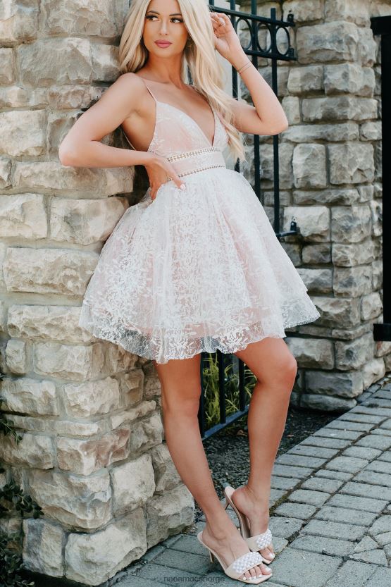 hvit NanaMacs bellissimo kjære minikjole med blonder 402NJ01856