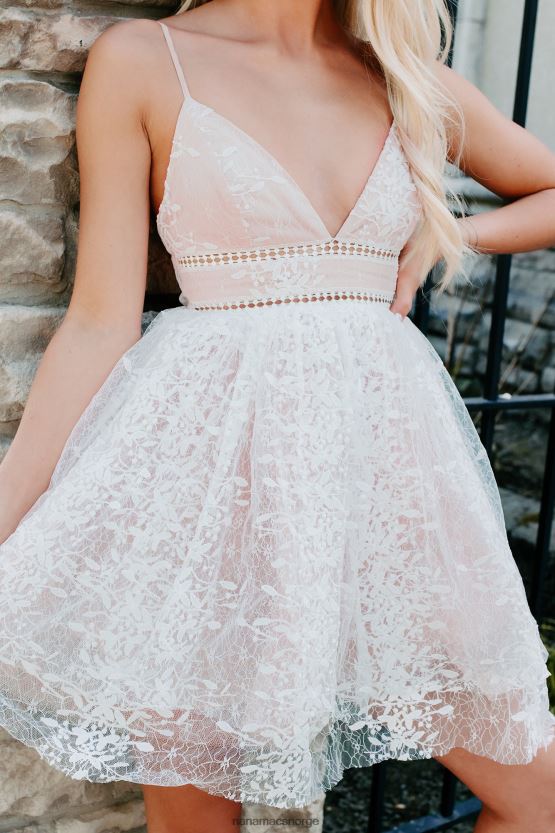 hvit NanaMacs bellissimo kjære minikjole med blonder 402NJ01856