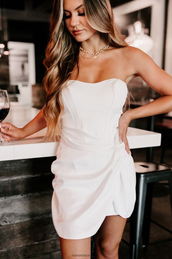 hvit NanaMacs få det jente sateng stroppeløs minikjole 402NJ02155