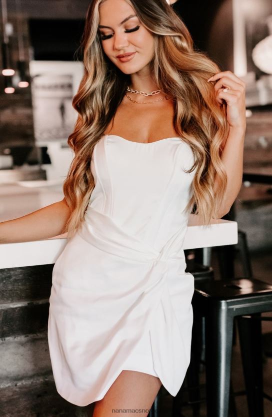 hvit NanaMacs få det jente sateng stroppeløs minikjole 402NJ02155