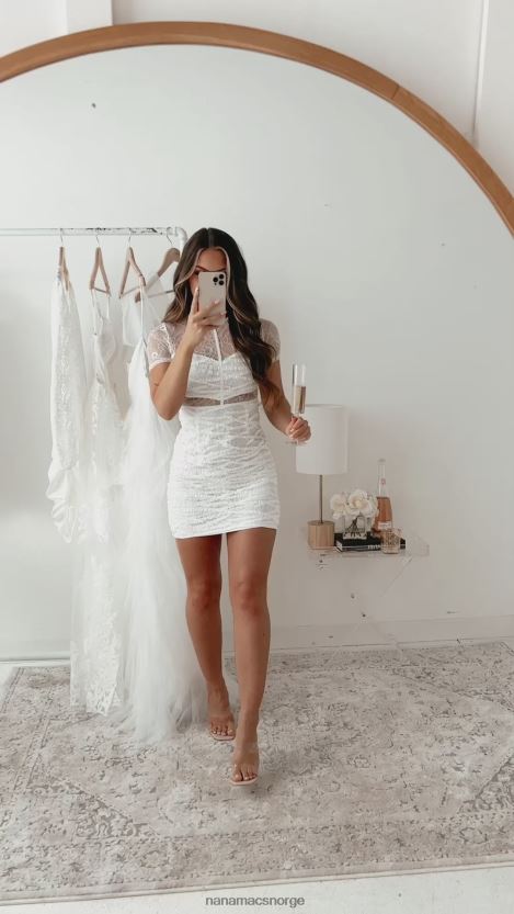 hvit NanaMacs flørte med deg blondekjole 402NJ01955