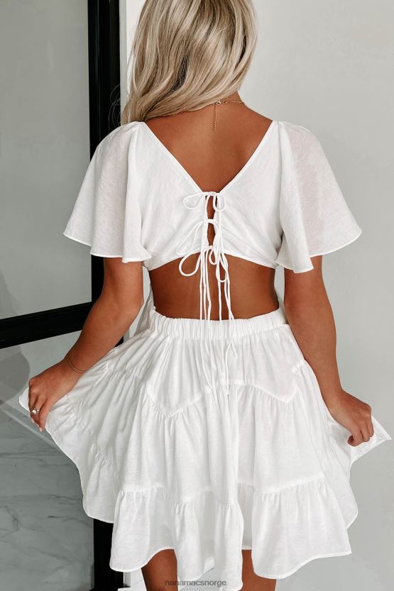 hvit NanaMacs klar luften utskjæring volang mini kjole 402NJ01849